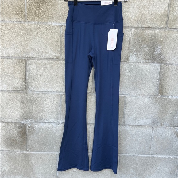 BSP Women's Spandex Flare Pants with Pockets Gym Workout Leggings NWT $68 - Picture 7 of 11